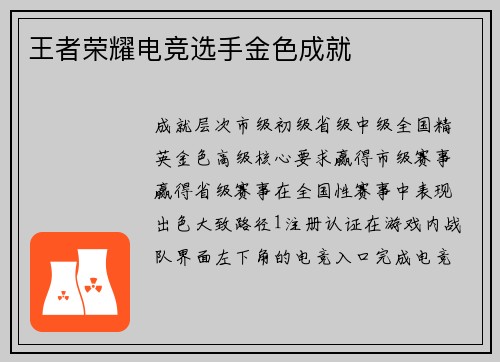 王者荣耀电竞选手金色成就